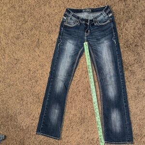 Rock & Roll Cowgirl Mid to Dark Blue Straight Leg Jeans